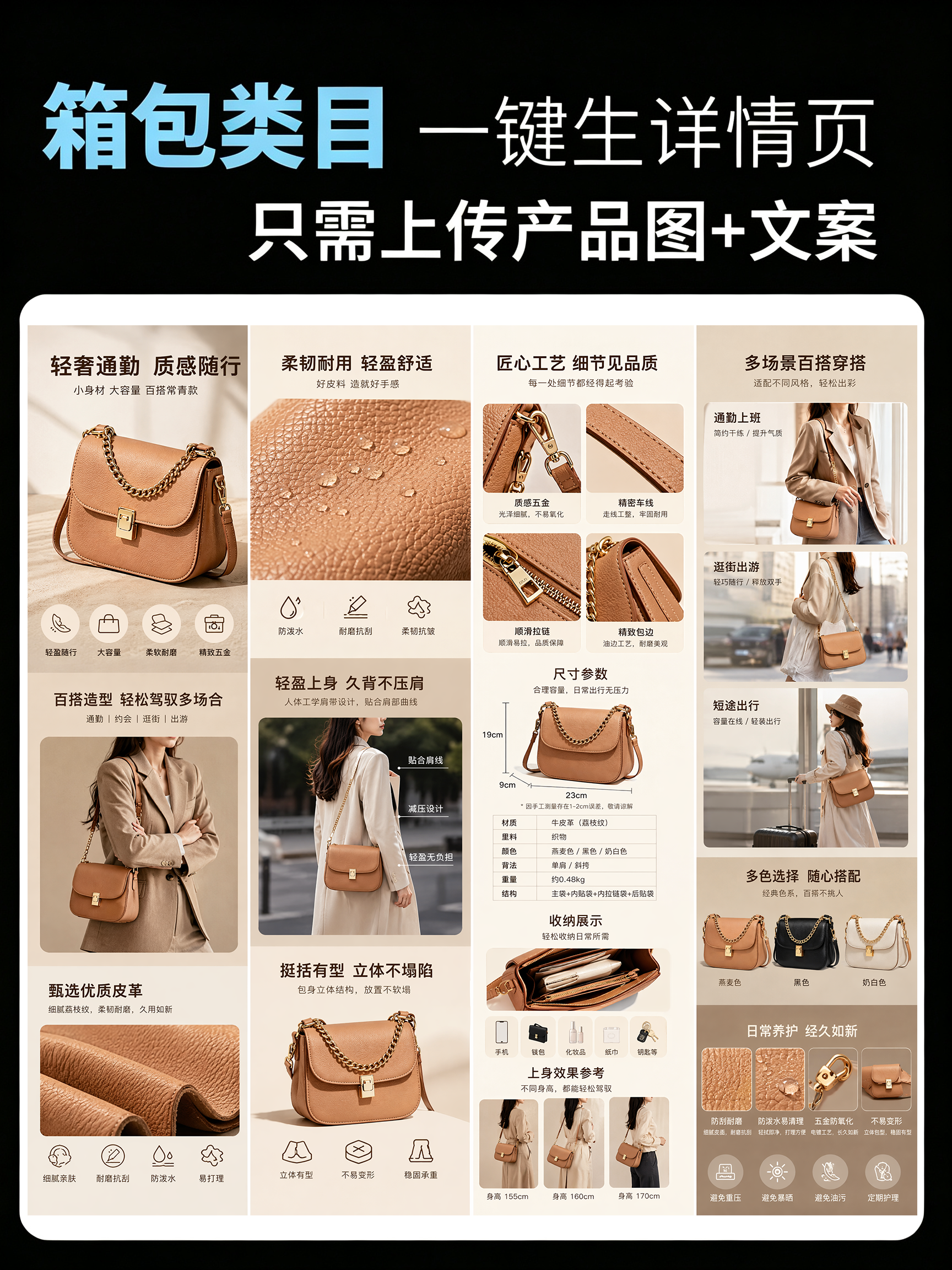 箱包类目详情页 一键生成详情页效果预览
