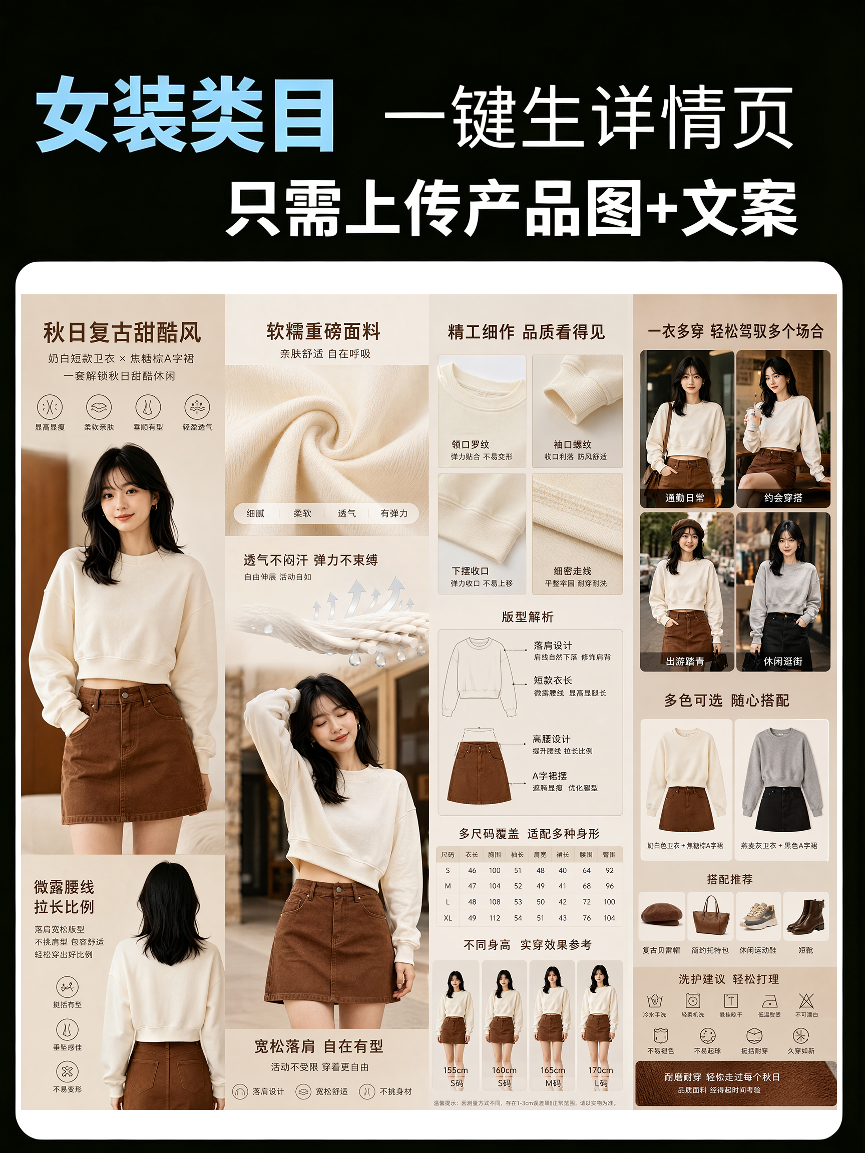 女装类目详情页 一键生成详情页效果预览