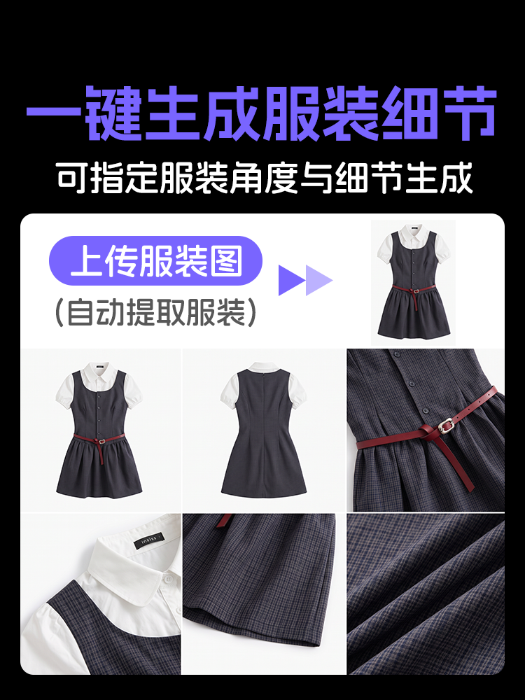 一键生成服装多视角细节特写镜头效果预览