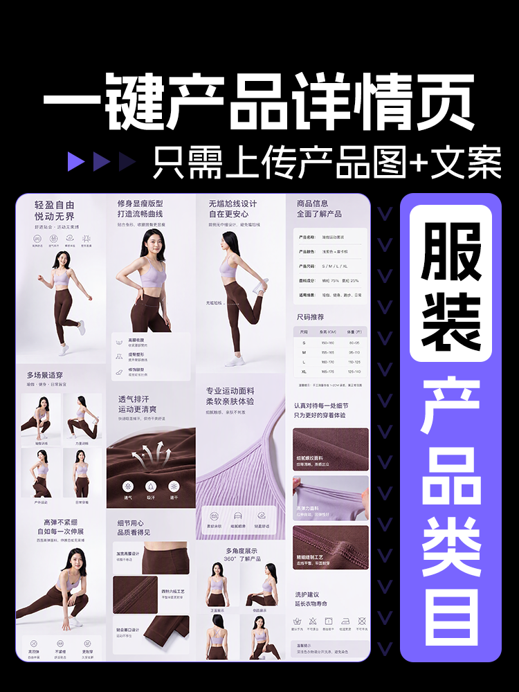 一键生成服装类目产品详情页效果预览