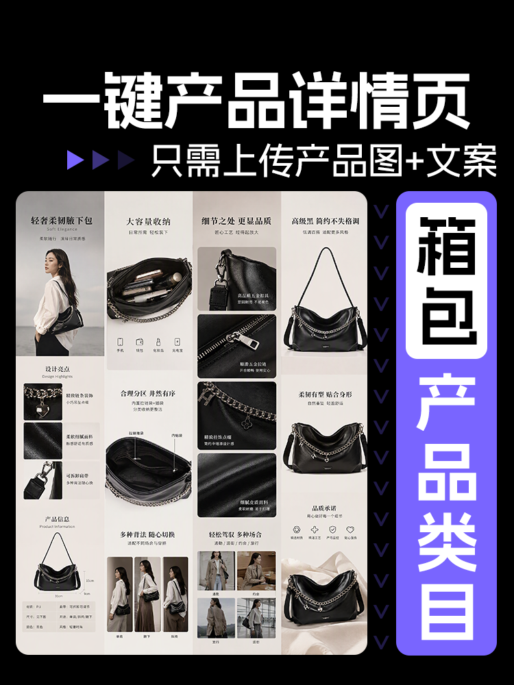 一键生成箱包详情页效果预览