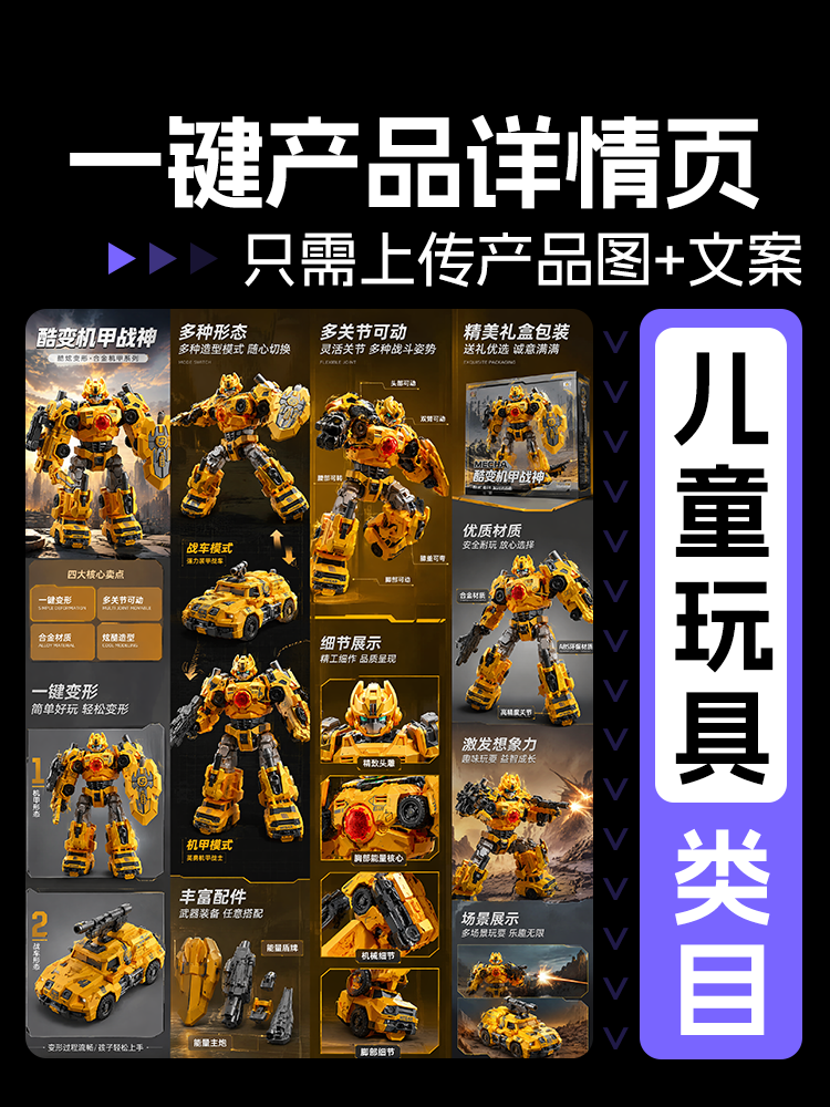 一键生成儿童玩具详情页效果预览
