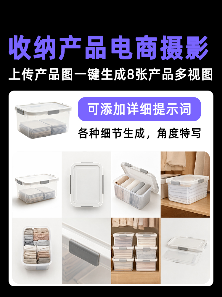 一键生成收纳整理类产品多视图效果预览