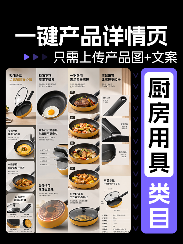 一键生成厨房用具详情页效果预览