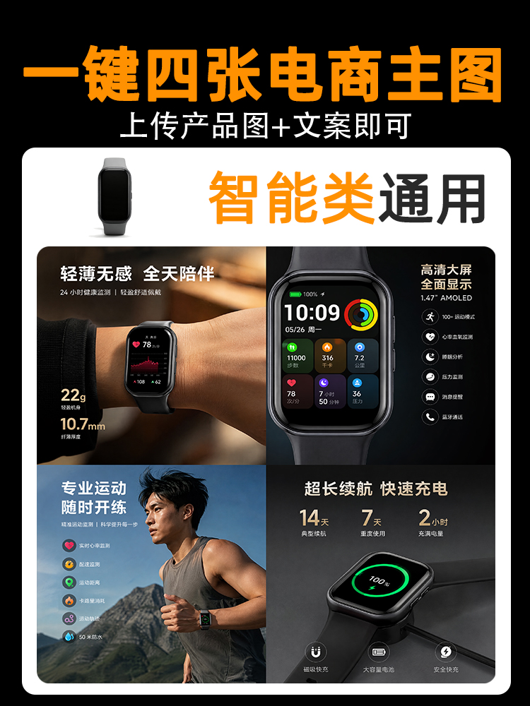 一键生成智能穿戴类产品主图效果预览