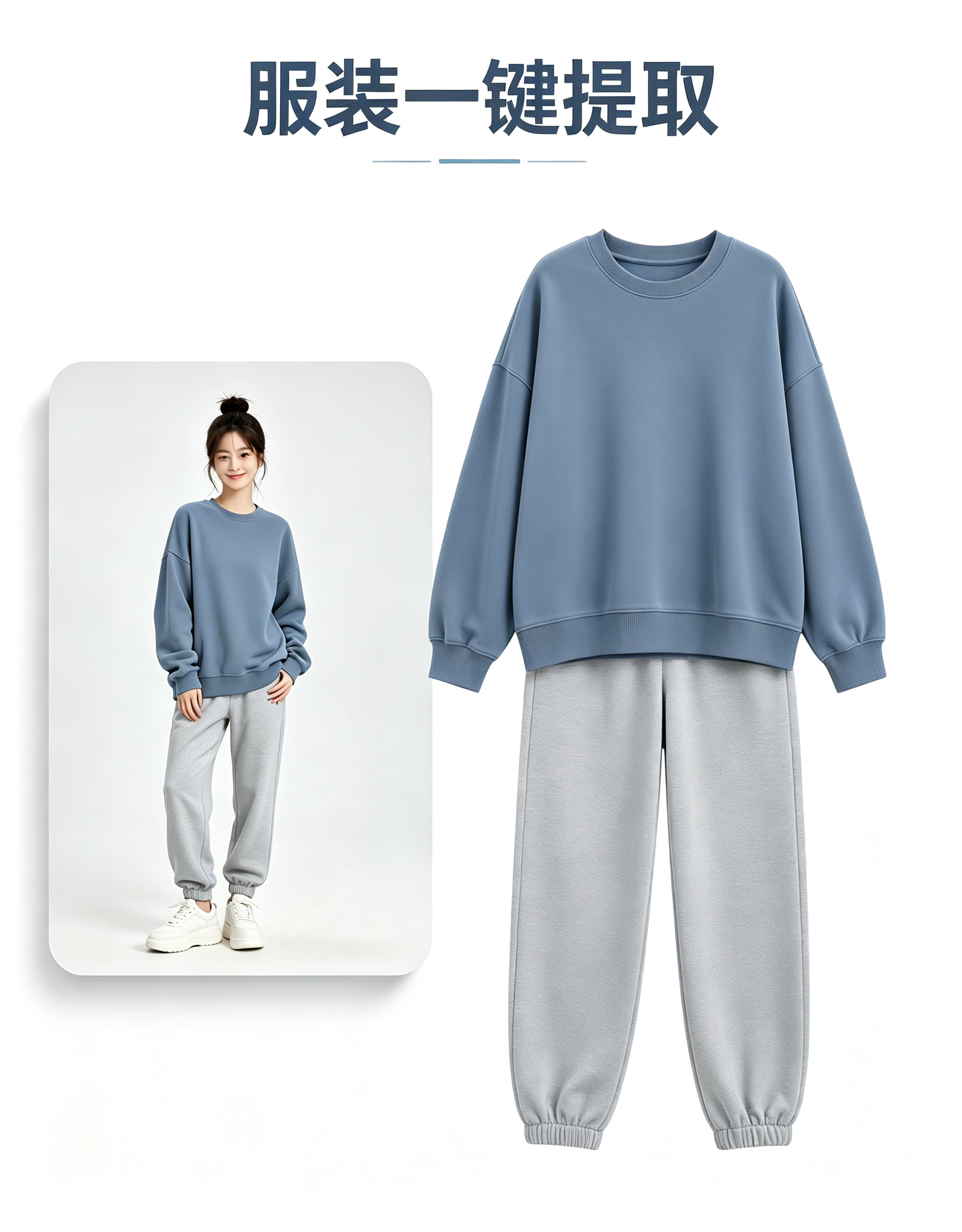 一键提取 模特穿着的服饰效果预览