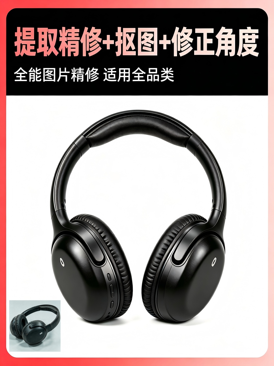 一键提取商品图 精修+抠图+修正角度效果预览