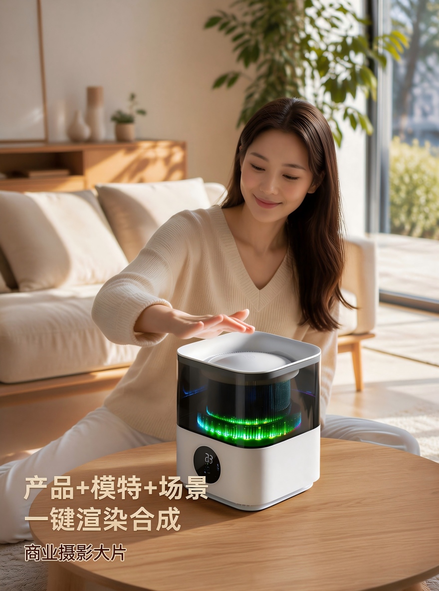 家电/数码/户外装备 一键渲染产品模特互动场景效果预览