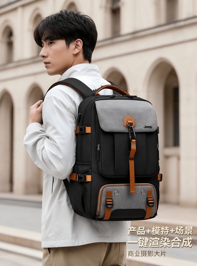 男女背包/学生书包 一键生成背包模特场景图效果预览
