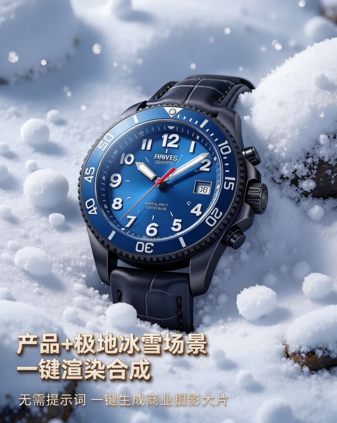 数码3C/冰爽饮品 一键生成极地冰雪产品展示图效果预览