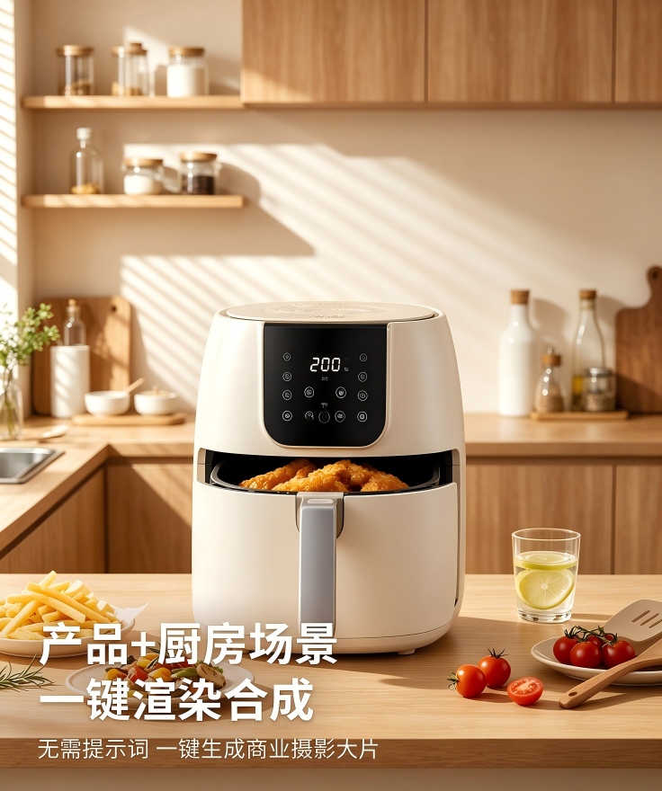 厨房电器/厨具/餐具类目 一键渲染电商厨房摄影场景效果预览